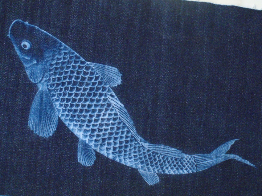 デニム　鯉